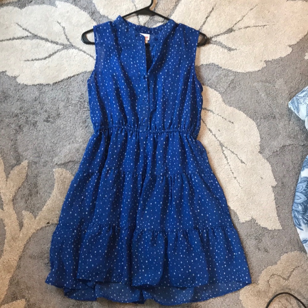 Blue and white polkadot dress